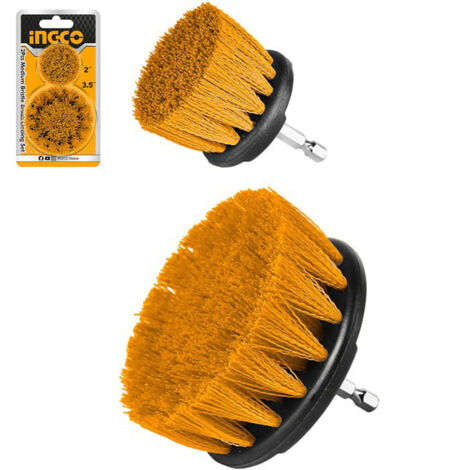 SET 2 SPAZZOLE SETOLA MEDIA DA 5 E 9 CM PER TRAPANO - PULIZIA LAVAGGIO - INGCO WCBM2235