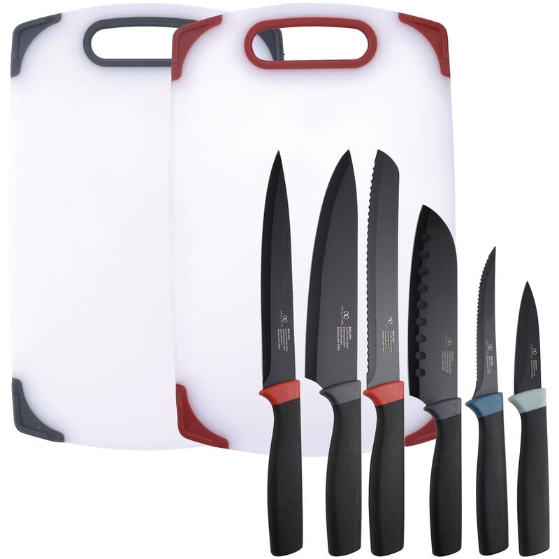 

Bergner - Set 2 tablas de corte y 6 cuchillos de cocina Infinity Chefs Essence: 1 Chef, 1 Santoku, 1 fileteador, 1 para el pan, 1 cuchillo pelador, y