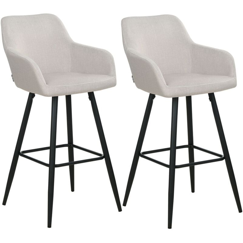 Beliani - Set 2 Tabourets de Bar Moderne avec Accoudoirs Pieds en Métal et Assise Rembourrée en Velours Taupe Casmalia
