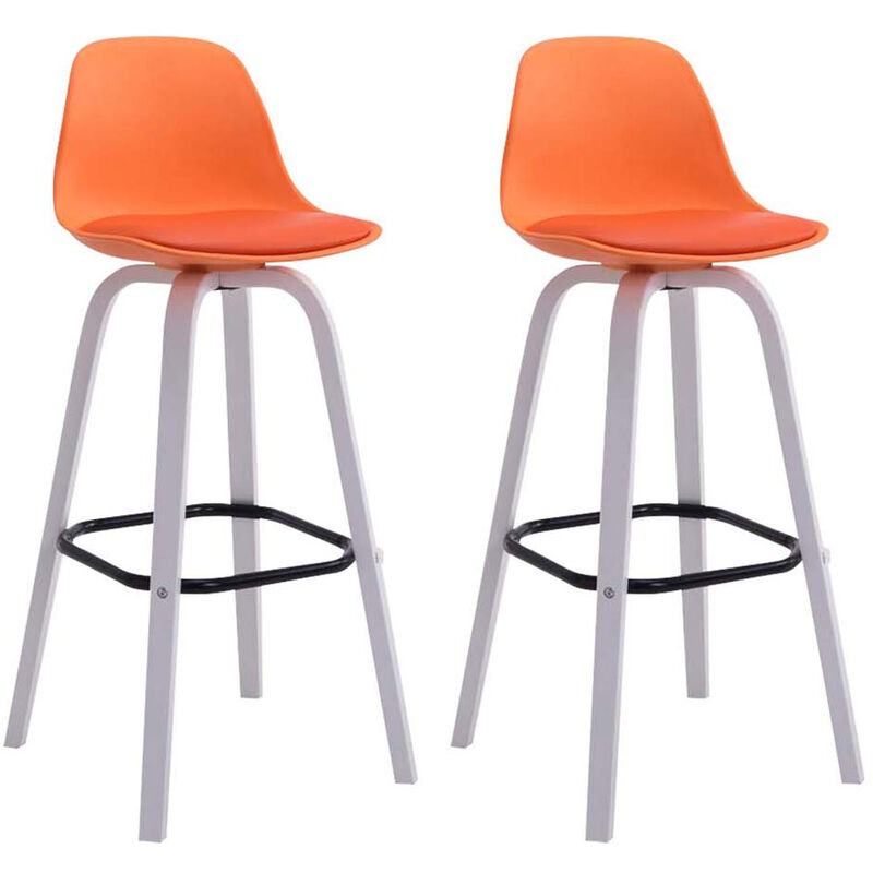 

Set 2 Taburetes Avika con Asiento de Polipropileno Naranja Blanco