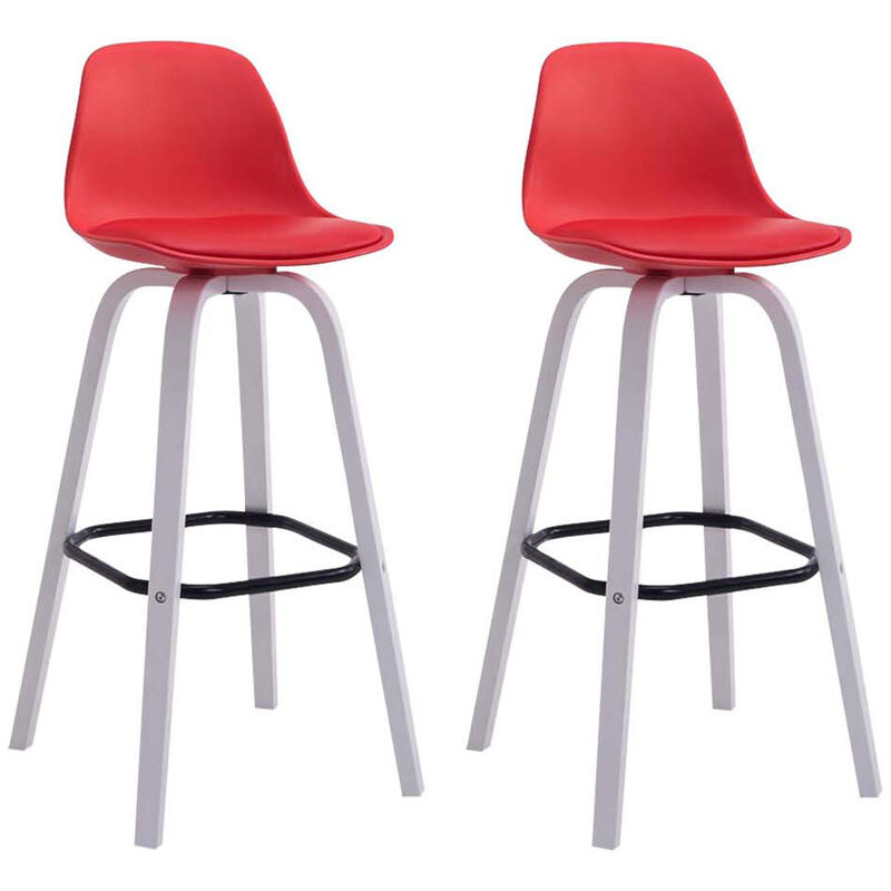 

Set 2 Taburetes Avika con Asiento de Polipropileno Rojo Blanco