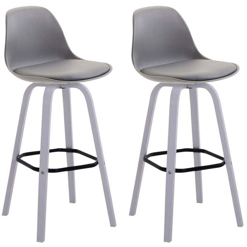 

CLP - Set 2 Taburetes Avika con Asiento de Polipropileno Gris Blanco