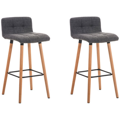 Set 2 Taburetes Lincoln en Tela Natural Gris claro