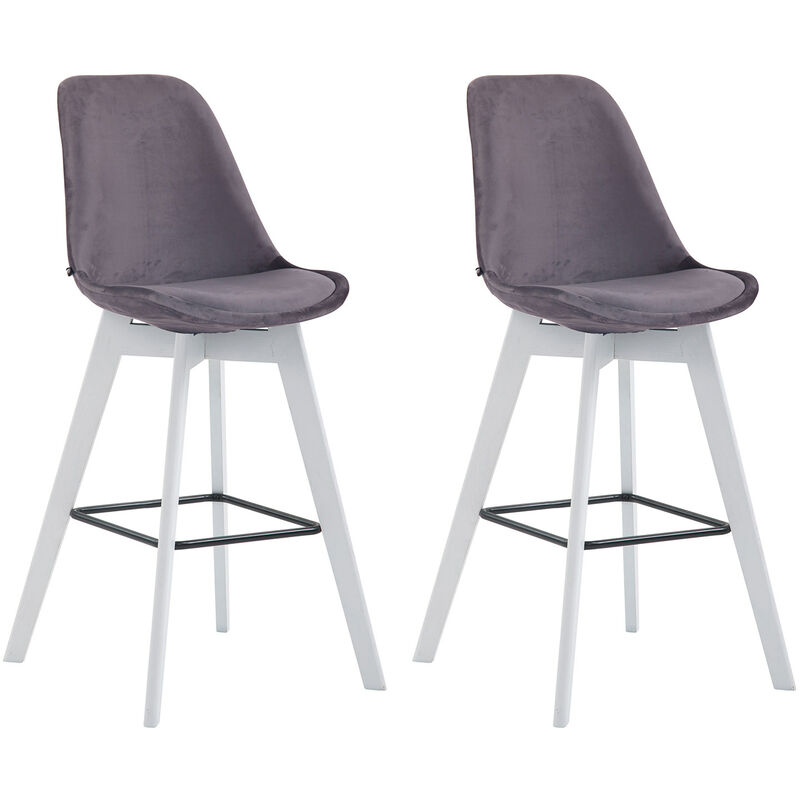 

CLP - Set 2 Taburetes Metz En Terciopelo Gris oscuro Blanco