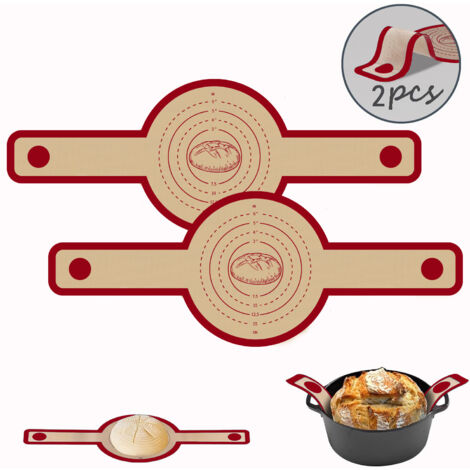 Set 2 tapis cuisson silicone avec poignées rouge