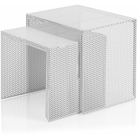 Set 2 Tavolini 41x30x37 cm in Metallo Bianco