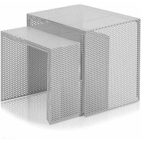 Set 2 Tavolini 41x30x37 cm in Metallo Grigio