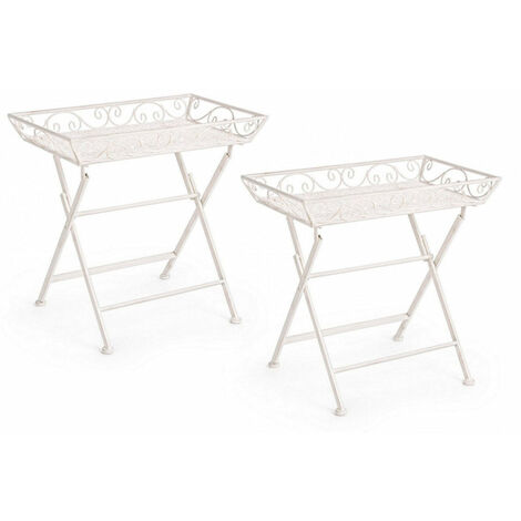 Set 2 Tavolini 63x40x60 cm Emily in Acciaio