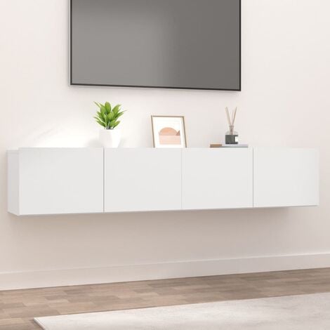 MAISONCHIC Set 2 Tavolini TV,Stile Scandinavo,Mobili Porta TV Bianchi 80x30x30 cm in Legno Multistrato -MC40899