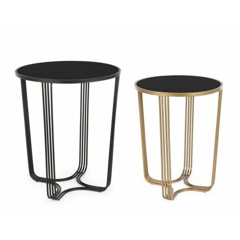 Set 2 Tavolino Afef Oro/Nero in Metallo