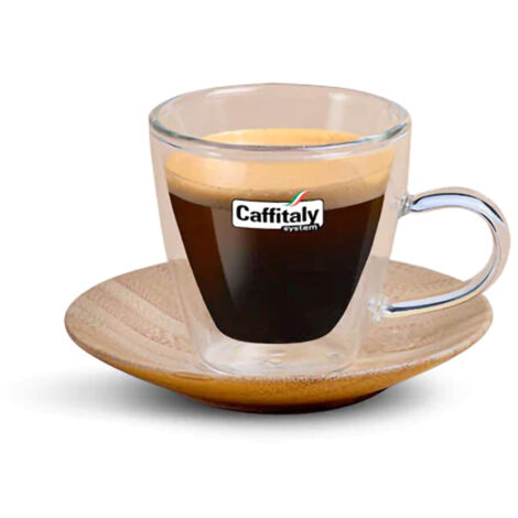 Set 2 tazzine caffè espresso con piattino in bamboo