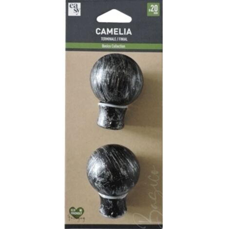 SET 2 TERMINALI CAMELIA NERO-ARGENTO
