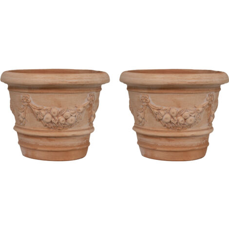 TERRACOTTA BLOEMPOT 45CM BREED - Grote bloempot, hoge vaas of XL plantenbak > Parelmoer Vaas