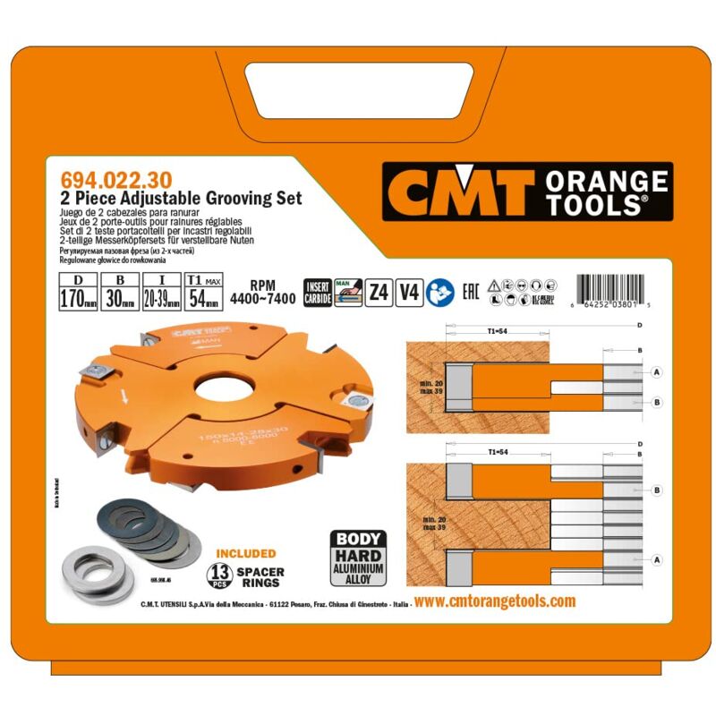 CMT - orange tools 694.022.30 set 2 teste x canali laterali regolabili hw D=170X20-39X30