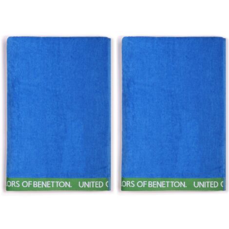 SET 2 TOALLA DE PLAYA 90X160CM 380GSM VELOUR 100%ALGODON AZUL CASA BENETTON