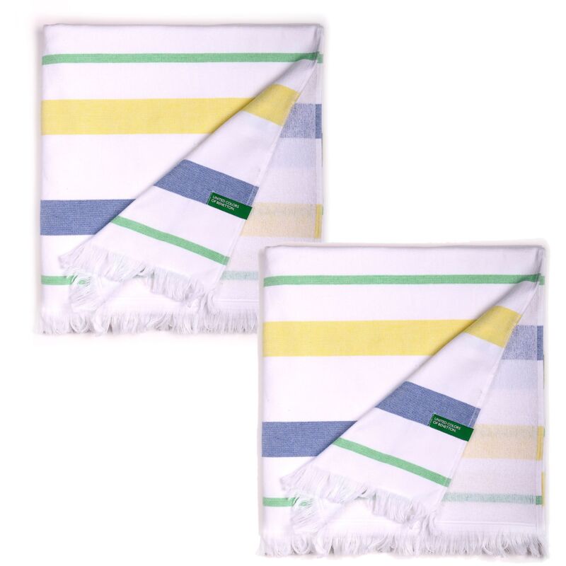 

SET 2 TOALLAS HAMMAN 80X165CM 350GSM 100%ALGODON AZUL/AMARILLO CASA - Benetton