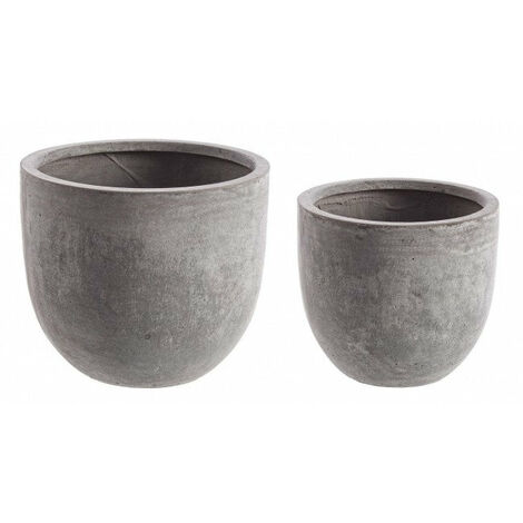 Set 2 Vasi Cement Basso Grigio