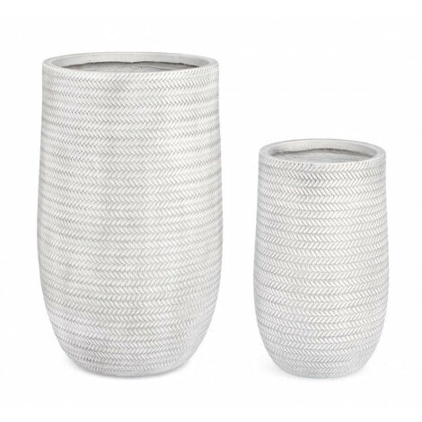 Set 2 Vasi Tressage Alto Bianco