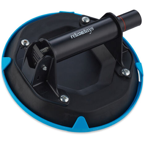 Set 2 Ventosas para Cristal, Transporte de Paneles, Azulejos y Baldosas, Elevador de Vidrio hasta 120 kg, Negro/Azul