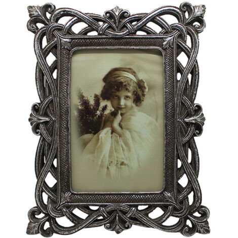 Set 2 Vertical / horizontal resin made antiqued silver finish W18,5xDP2xH24 cm sized photo holder