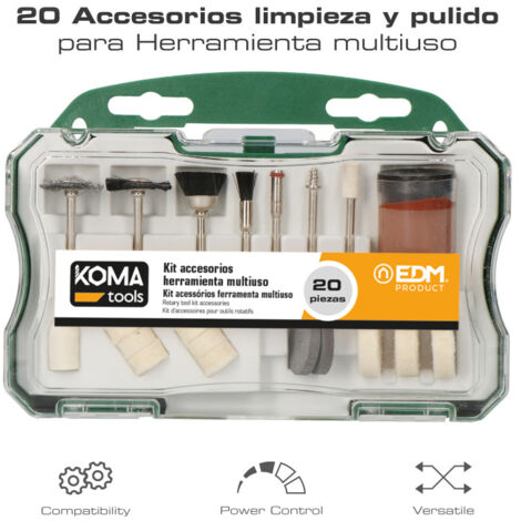 SET 20 ACCESORIOS PARA MINI HERRAMIENTA MULTIUSOS ROTATIVA REF: 08709 KOMA TOOLS
