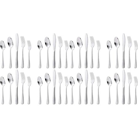 Set 20 Pièces Couverts De Table, Acier Inoxydable Argenté, Ménagère 4 Personnes, Lavable Lave-vaisselle