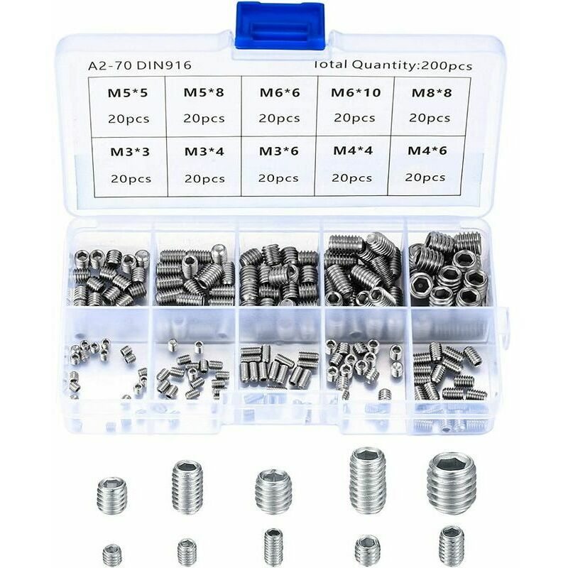 Set 200 pz vite metro macchina 304 acciaio