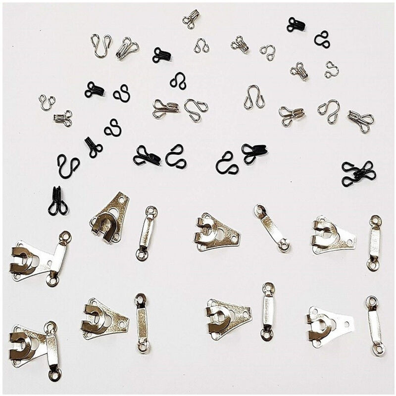 Image of Set 24 Paia Uncinelli Gancetti Acciaio Nero Per Sarta Pantaloni Jeans Reggiseno - - Trade Shop Traesio