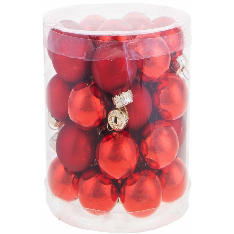 Giordanoshop - Set 24 Palle di Natale da Appendere ø 4 cm in Vetro Rosso