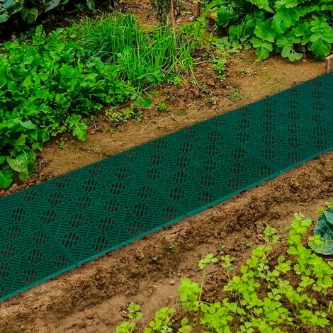 Set 24 pezzi piastrelle plastica pavimento giardino verdi 29,5x29,5 cm