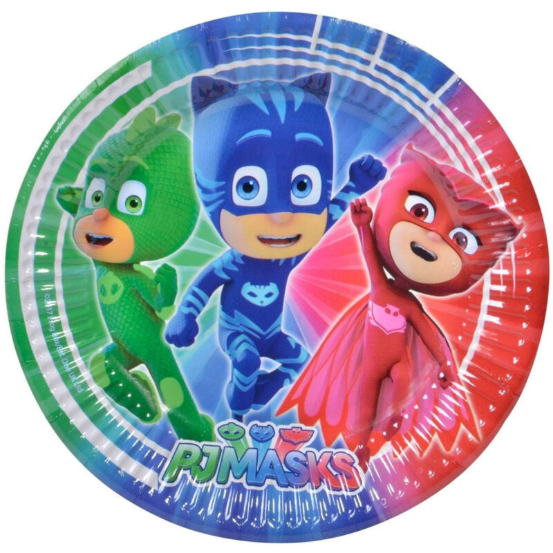 Trade Shop Traesio - Set 24 Pezzi Piatti Usa e Getta Piatto 19.5 Cm Pj Mask Nickelodeon Pijamax -