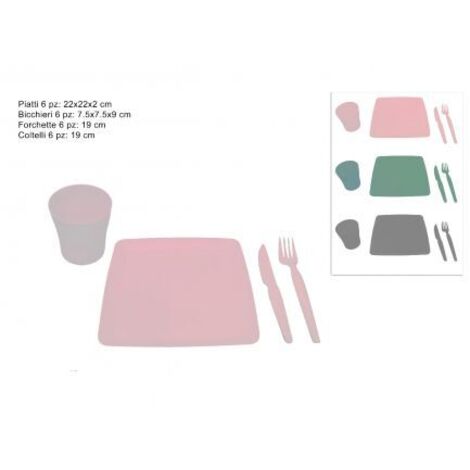 SET 24 PEZZI STOVIGLIE PLASTICA COLORATO PREZZO CAD UNO A SET INDICARE IL COLORE