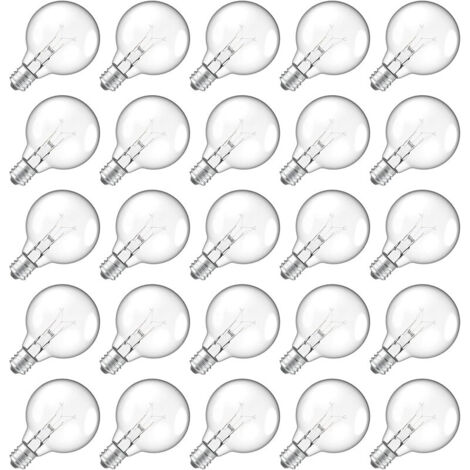 Set 25 lampadine G40 Edison – E12 7W 60 lumen – Impermeabili – Interni ed esterni – Luce calda
