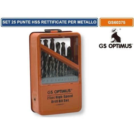 SET 25 PUNTE HSS RETTIFICATE DA Ø1-13 / 0.5mm PER METALLO ATTACCO CILINDRICO