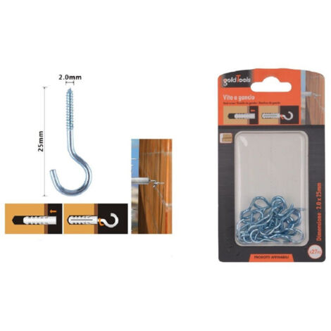Set 27 Pezzi Viti Vite A Gancio Ganci 2 X 25 Mm With Filettature For Legno 90735