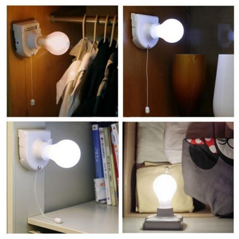 Set 2pz Luci Led Lampadine Bulbi Portatili Senza Fili Interruttore Adesive A Batterie