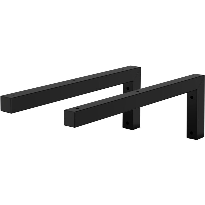 Ml-design - Set 2x Consoles Murales en Forme de l, 400x150x30 mm, Noir, Acier, Design Flottant Équerre, Supports d'Étagère en Angle pour Lavabo/Table