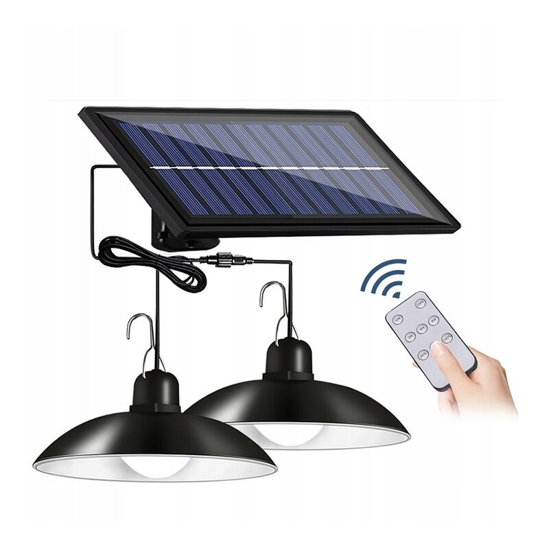 SET 2x LUSTRE À SUSPENDRE SOLAIRE LED LAMPE À DISTANCE