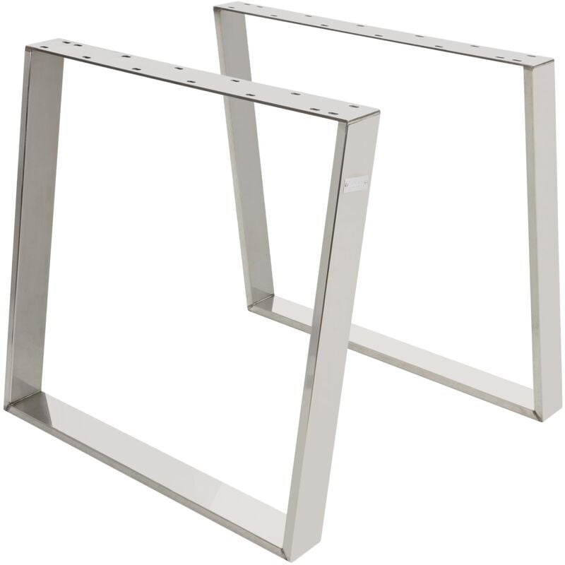 Ml-design - Jeu 2x Pieds de Table 80GRAD Inclinaison, Argent, 75x72 cm, Design Industriel, Profil 8x2 cm, Pieds de Table Inclinés, Patins de Meubles