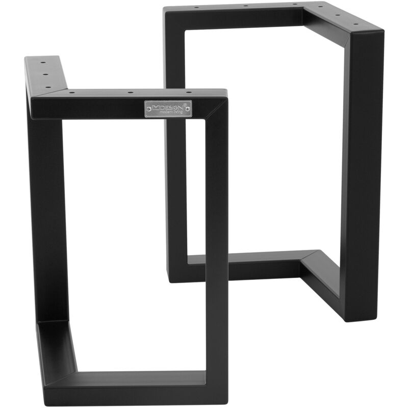 Ml-design - Jeu 2x Pieds de Table arrow, Forme v, Noir, L25xh43 cm, Métal, Design Industriel, Protection du Sol, Piétement à Patins Table Basse Salle