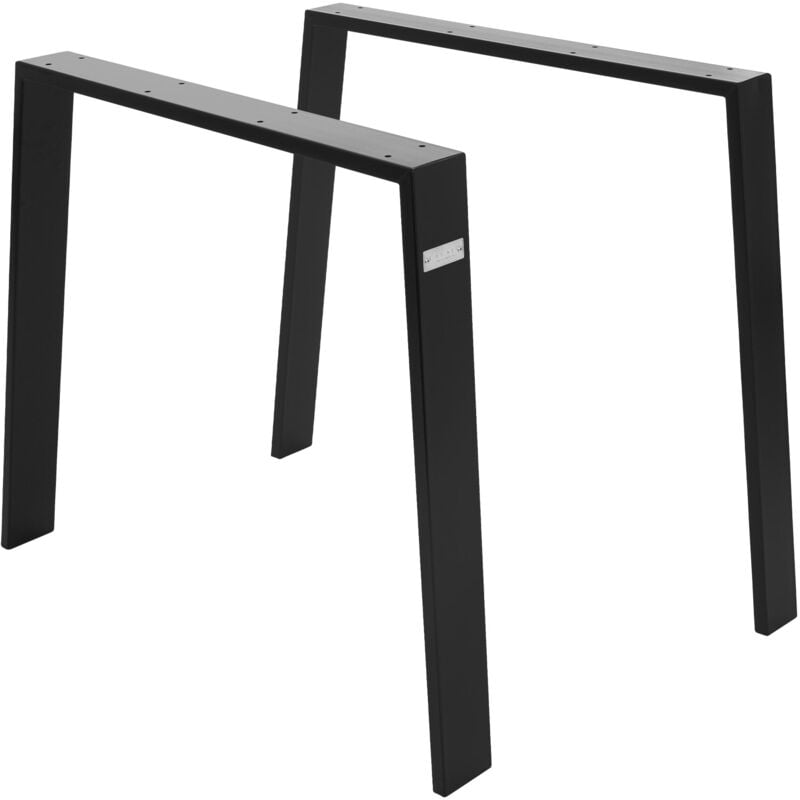 Ml-design - Jeu 2x Pieds de Table Loft 90x72 cm, Noir, Profil 8x2 cm, Acier Inoxydable, Design Industriel, Forme en u, Piètement de Table Scandic,