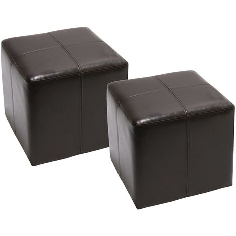 Poggiapiedi pouf contenitore Onex pelle 44x44x45cm marrone