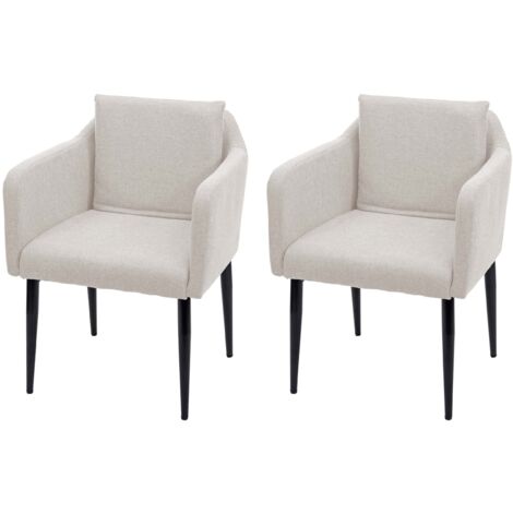 Set 2x poltrone sedie pranzo soggiorno Lounge HHG-734, tessuto avorio beige
