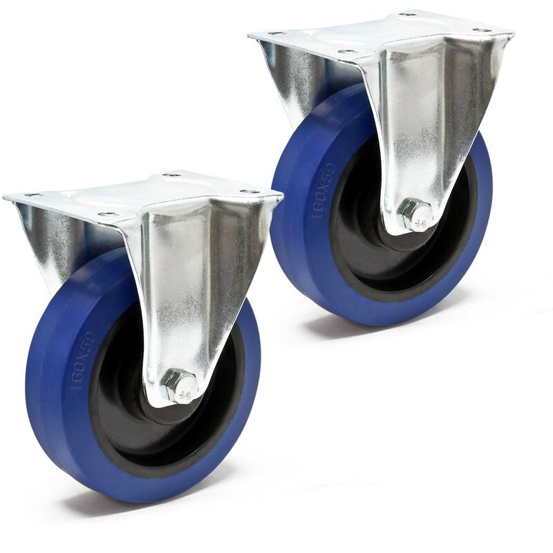 Image of Set 2x ruote fisse da mobili in plastica 160mm Cerchi in metallo Piastra di fissaggio 300 kg/ruota