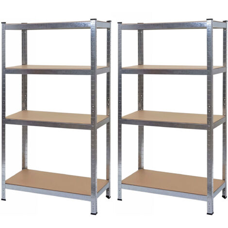 Set 2x scaffali officina ufficio HHG-094 MDF metallo 40x80x160cm 4x ripiani grigio