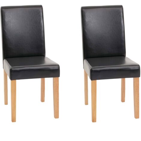 Set 2x sedie Littau ecopelle soggiorno cucina sala da pranzo 56x43x90cm nero piedi chiari