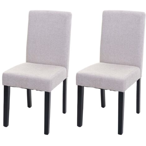 Set 2x sedie Littau tessuto soggiorno cucina sala da pranzo 43x56x90cm avorio beige piedi scuri