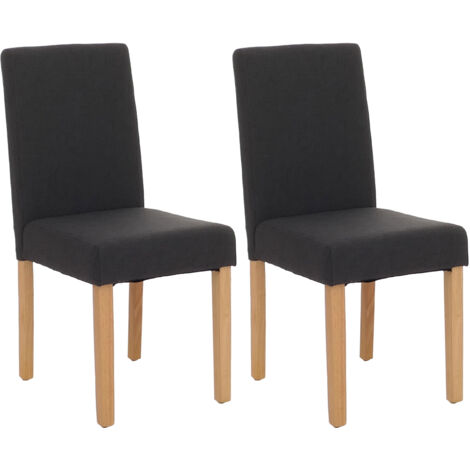 Set 2x sedie Littau tessuto soggiorno cucina sala da pranzo 43x56x90cm nero piedi chiari