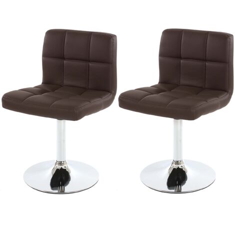 Set 2x sedie lounge girevole elegante imbottita Kavala ecopelle 44x43x76cm marrone