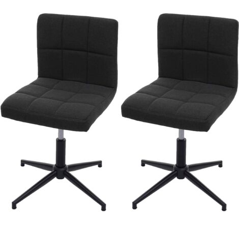 Set 2x sedie lounge sala pranzo soggiorno Kavala II metallo nero tessuto grigio scuro